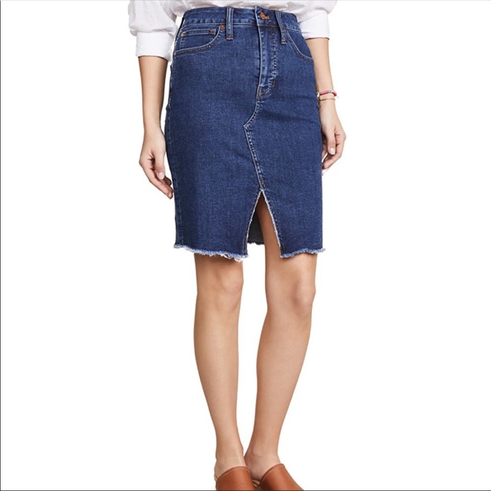 3/$30 Madewell Fray Hem Denim Skirt